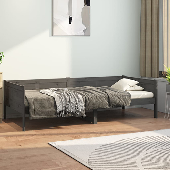 Photo of Emeric solid pine wood single day bed in grey