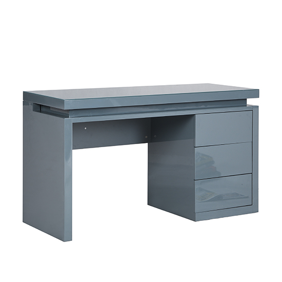 Emerson High Gloss Computer Desk In Grey With LED Lighting Furniture