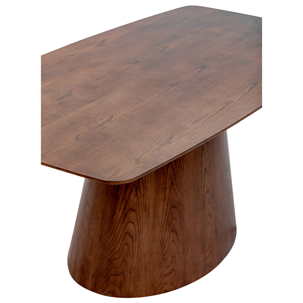 Emery Oak Veneer Dining Table with Cylindrical Base
