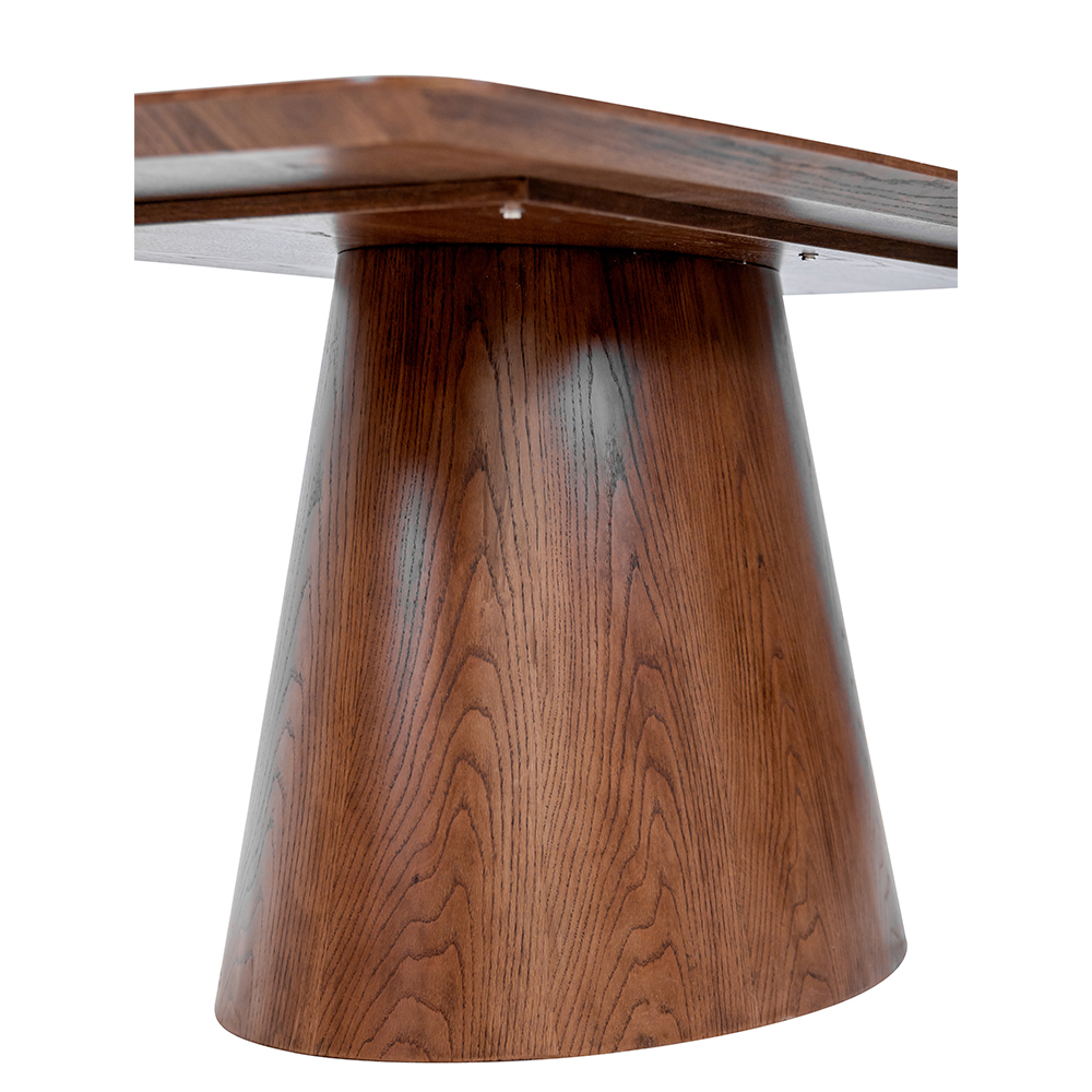 Emery Oak Veneer Dining Table with Cylindrical Base