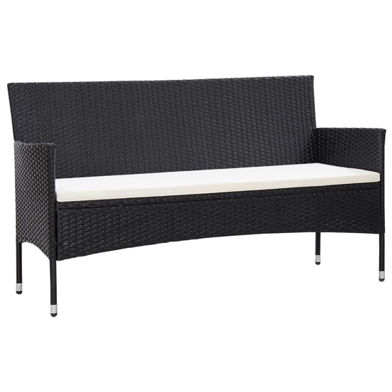 Product photograph of Emery Poly Rattan 3 Seater Garden Sofa With Cushions In Black from Furniture in Fashion