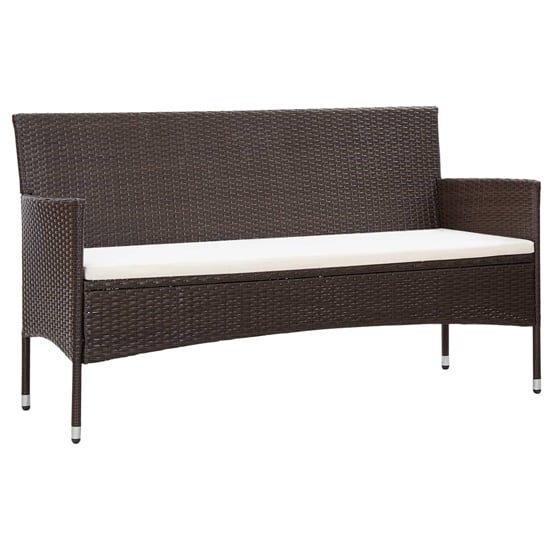 Emery Poly Rattan 3 Seater Garden Sofa With Cushions In Brown