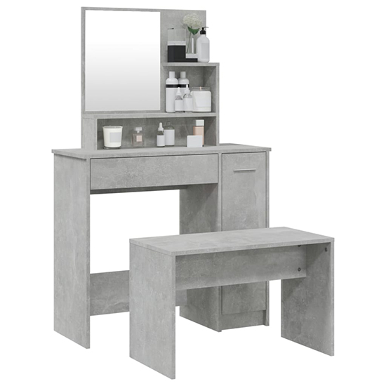 Emery Wooden Dressing Table Set In Concrete Effect