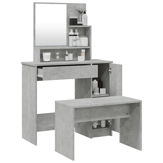 Emery Wooden Dressing Table Set In Concrete Effect