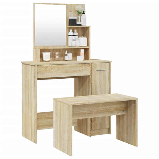 Emery Wooden Dressing Table Set In Sonoma Oak