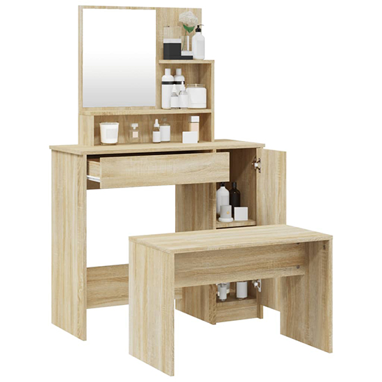 Emery Wooden Dressing Table Set In Sonoma Oak
