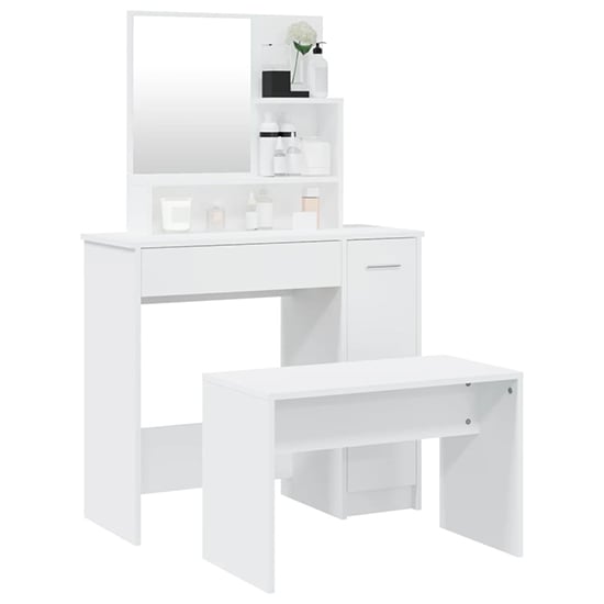 Emery Wooden Dressing Table Set In White
