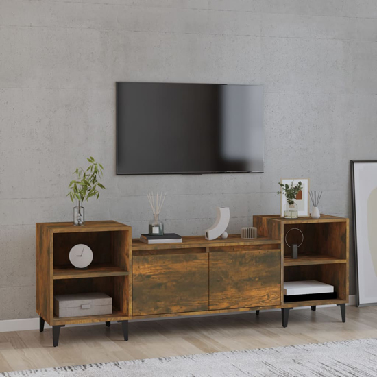 Read more about Emery wooden tv stand with 2 doors 2 shelves in smoked oak