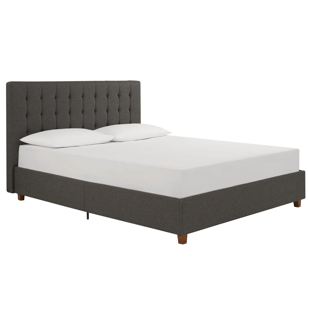 Emilia Fabric King Size Bed In Grey