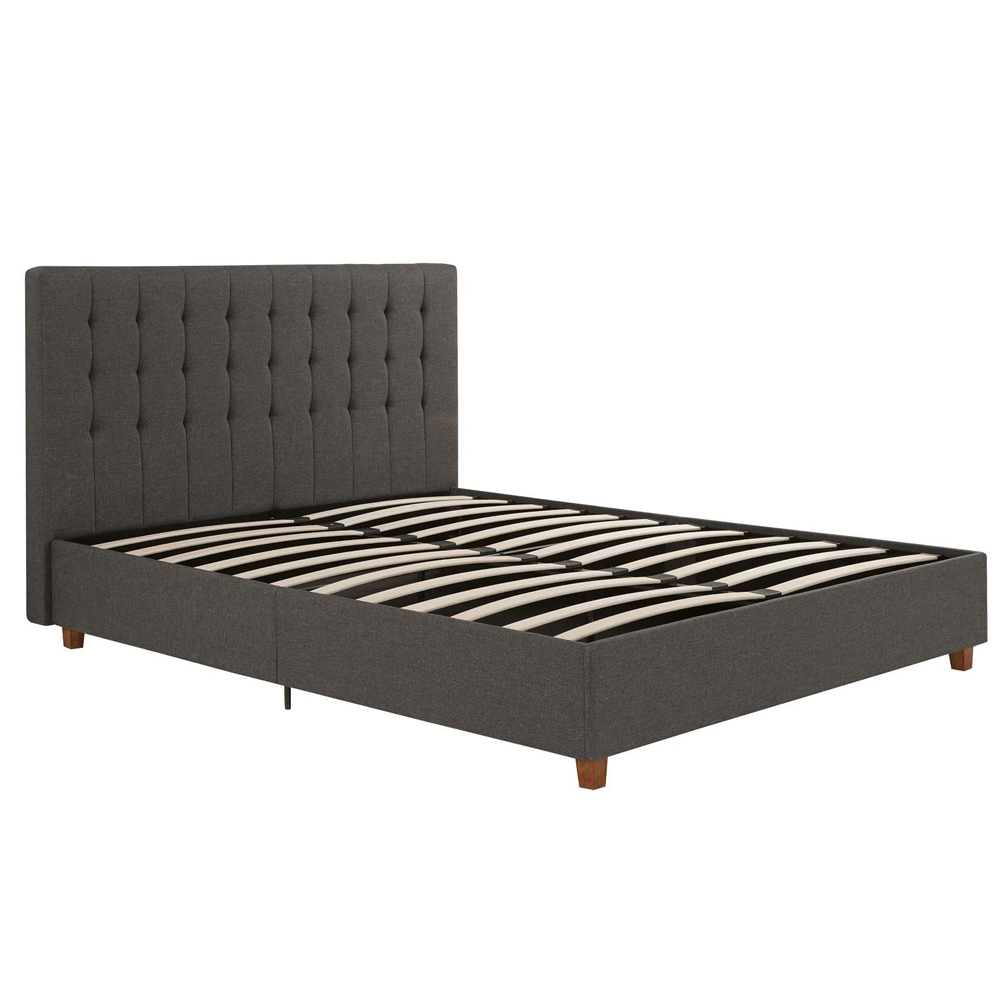 Emilia Fabric King Size Bed In Grey