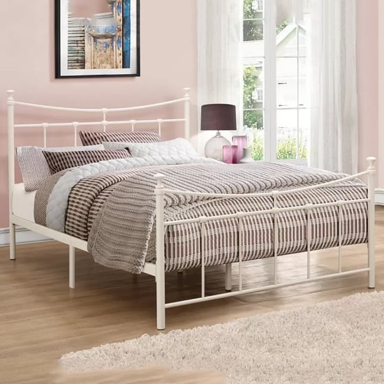 Product photograph of Emilia Metal Double Bed In Cream from Furniture in Fashion