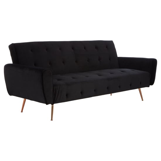 Emiw Upholstered Velvet Sofa Bed With Gold Legs In Black_3