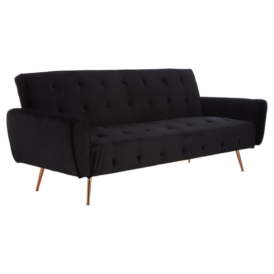 Emiw Upholstered Velvet Sofa Bed With Gold Legs In Black Furniture in