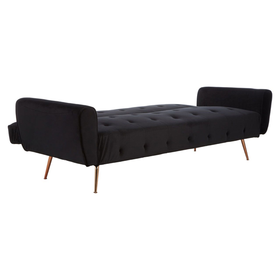 Emiw Upholstered Velvet Sofa Bed With Gold Legs In Black_4