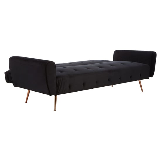 Emiw Upholstered Velvet Sofa Bed With Gold Legs In Black