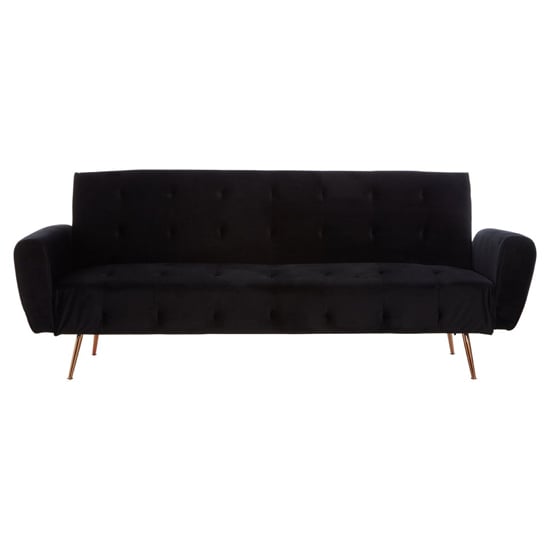Emiw Upholstered Velvet Sofa Bed With Gold Legs In Black