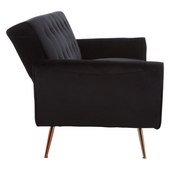 Emiw Upholstered Velvet Sofa Bed With Gold Legs In Black