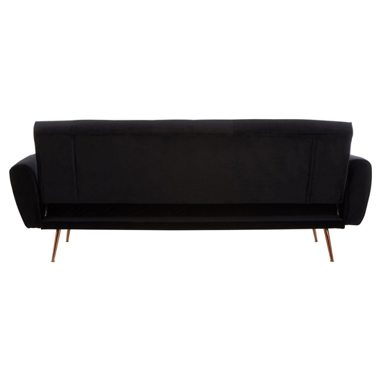 Emiw Upholstered Velvet Sofa Bed With Gold Legs In Black_7
