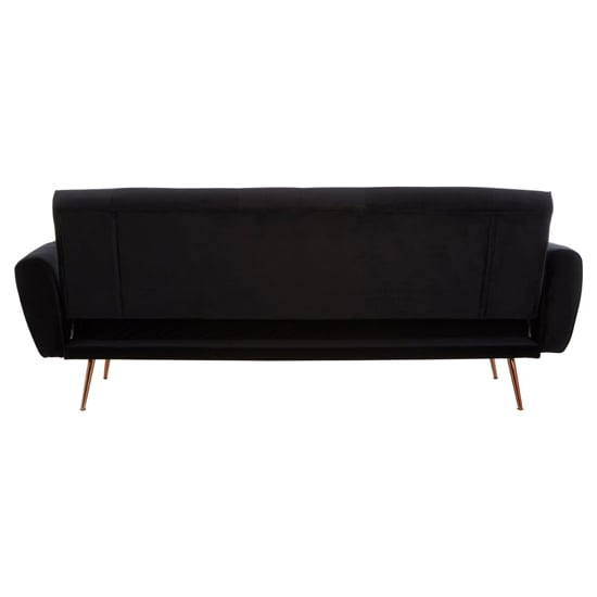 Emiw Upholstered Velvet Sofa Bed With Gold Legs In Black