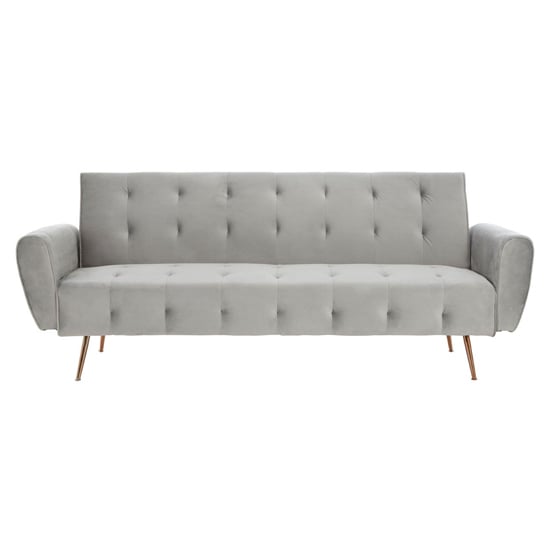 Emiw Upholstered Velvet Sofa Bed With Gold Legs In Grey_5