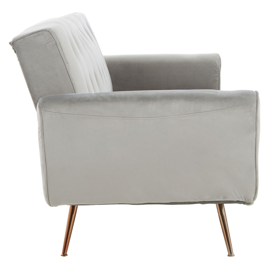 Emiw Upholstered Velvet Sofa Bed With Gold Legs In Grey_6