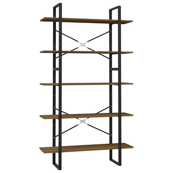 Emlen Extra Large Solid Pinewood 5 Tier Bookcase In Brown_3