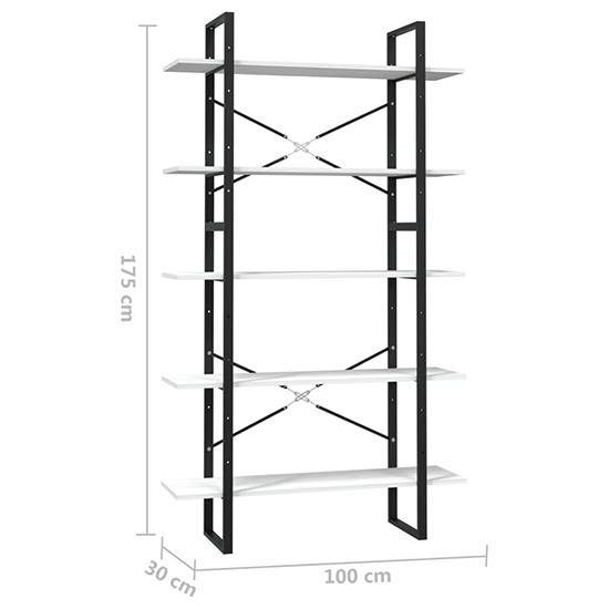 Emlen Extra Large Solid Pinewood 5 Tier Bookcase In White