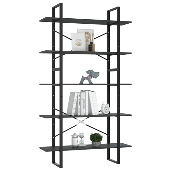 Emlen 100cm Wooden 5 Tier Bookcase In Grey