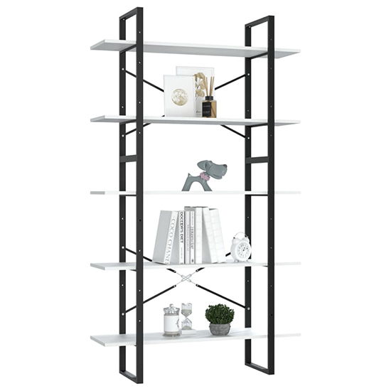 Emlen 100cm Wooden 5 Tier Bookcase In White_2