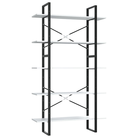 Emlen 100cm Wooden 5 Tier Bookcase In White_3