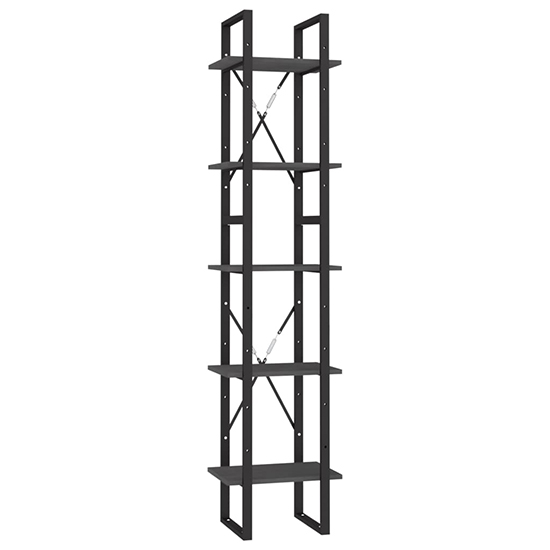 Emlen Small Solid Pinewood 5 Tier Bookcase In Grey