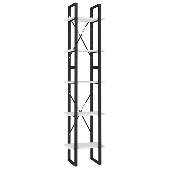 Emlen Small Solid Pinewood 5 Tier Bookcase In White
