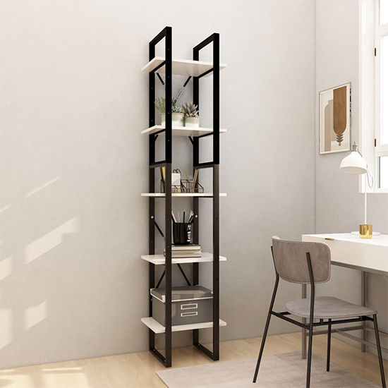 Product photograph of Emlen Small Solid Pinewood 5 Tier Bookcase In White from Furniture in Fashion