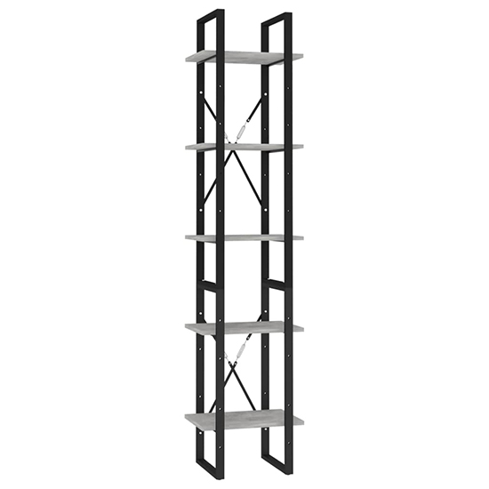 Emlen 40cm Wooden 5 Tier Bookcase In Concrete Effect