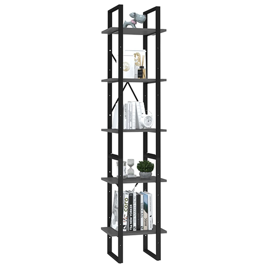 Emlen 40cm Wooden 5 Tier Bookcase In Grey