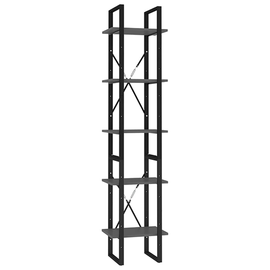 Emlen 40cm Wooden 5 Tier Bookcase In Grey