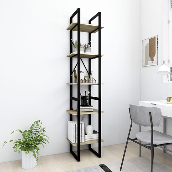 Photo of Emlen 40cm wooden 5 tier bookcase in sonoma oak