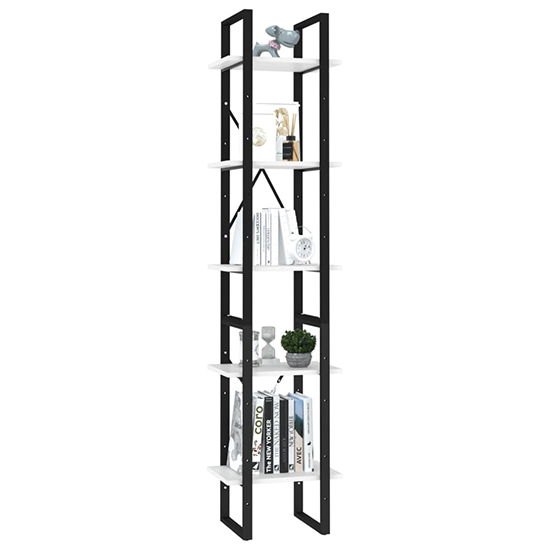 Emlen 40cm Wooden 5 Tier Bookcase In White