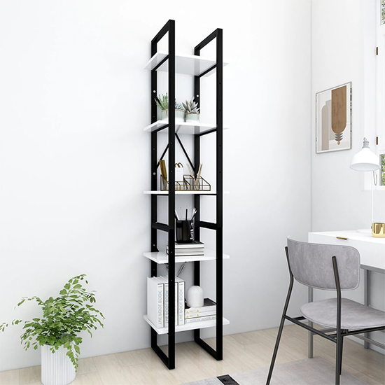 Read more about Emlen 40cm wooden 5 tier bookcase in white