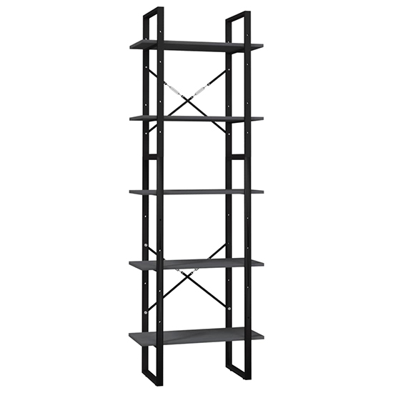 Emlen Medium Solid Pinewood 5 Tier Bookcase In Grey