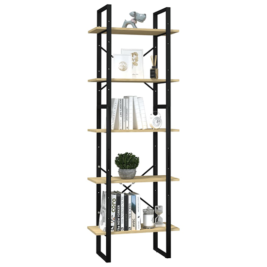 Emlen Medium Solid Pinewood 5 Tier Bookcase In Natural