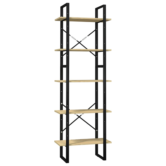 Emlen Medium Solid Pinewood 5 Tier Bookcase In Natural