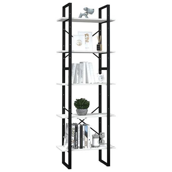 Emlen Medium Solid Pinewood 5 Tier Bookcase In White