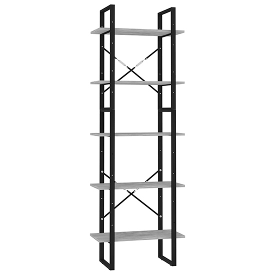 Emlen 60cm Wooden 5 Tier Bookcase In Concrete Effect
