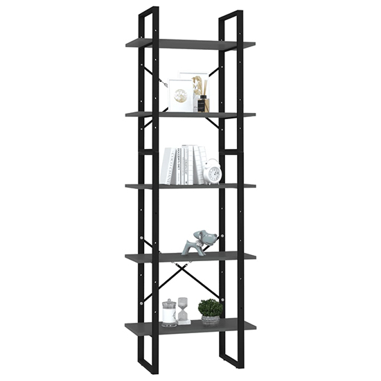 Emlen 60cm Wooden 5 Tier Bookcase In Grey