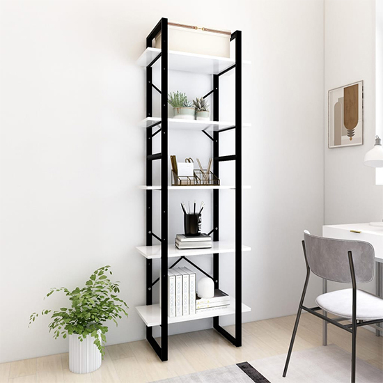 Read more about Emlen 60cm wooden 5 tier bookcase in white