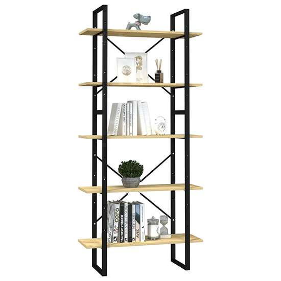 Emlen Large Solid Pinewood 5 Tier Bookcase In Natural