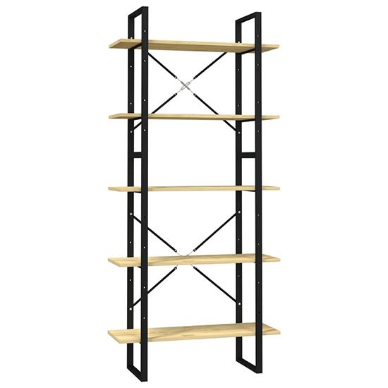 Emlen Large Solid Pinewood 5 Tier Bookcase In Natural