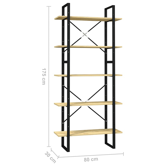 Emlen Large Solid Pinewood 5 Tier Bookcase In Natural