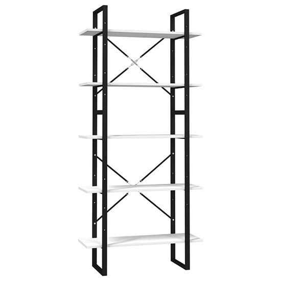Emlen Large Solid Pinewood 5 Tier Bookcase In White